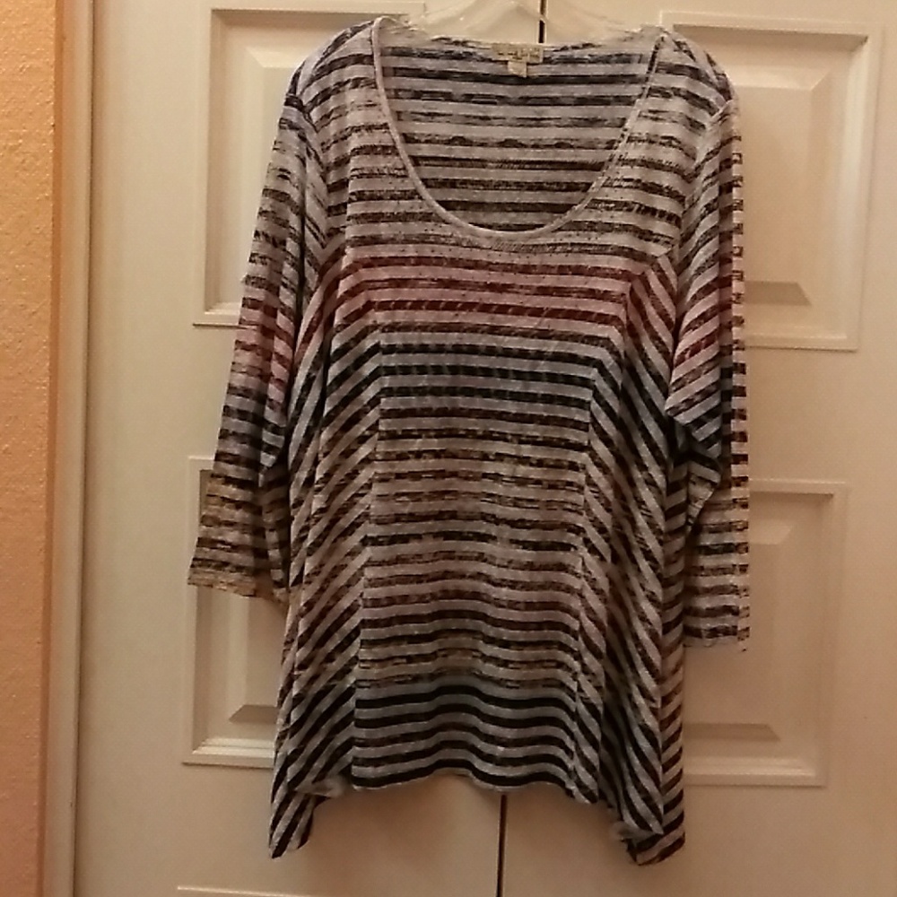 Live and let live Blouse Striped W/Sparkle Sz 2X